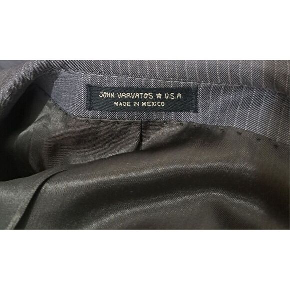 John Varvatos Mens 42R WORSTED WOOL SILK Gray Blazer Jacket Gray Stripe - Picture 6 of 8